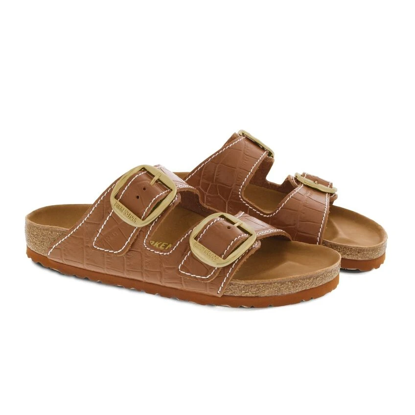Birkenstock Arizona Big Buckle Embossed Natural Leather Cognac - Image 8