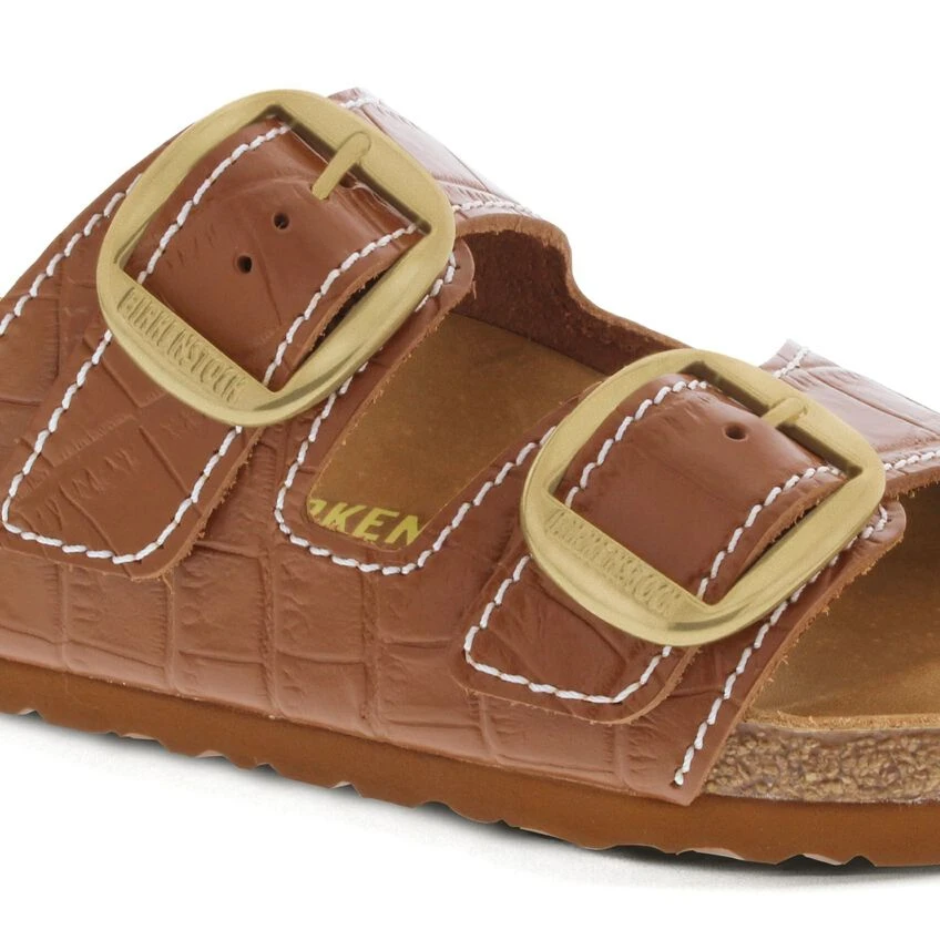 Birkenstock Arizona Big Buckle Embossed Natural Leather Cognac - Image 6
