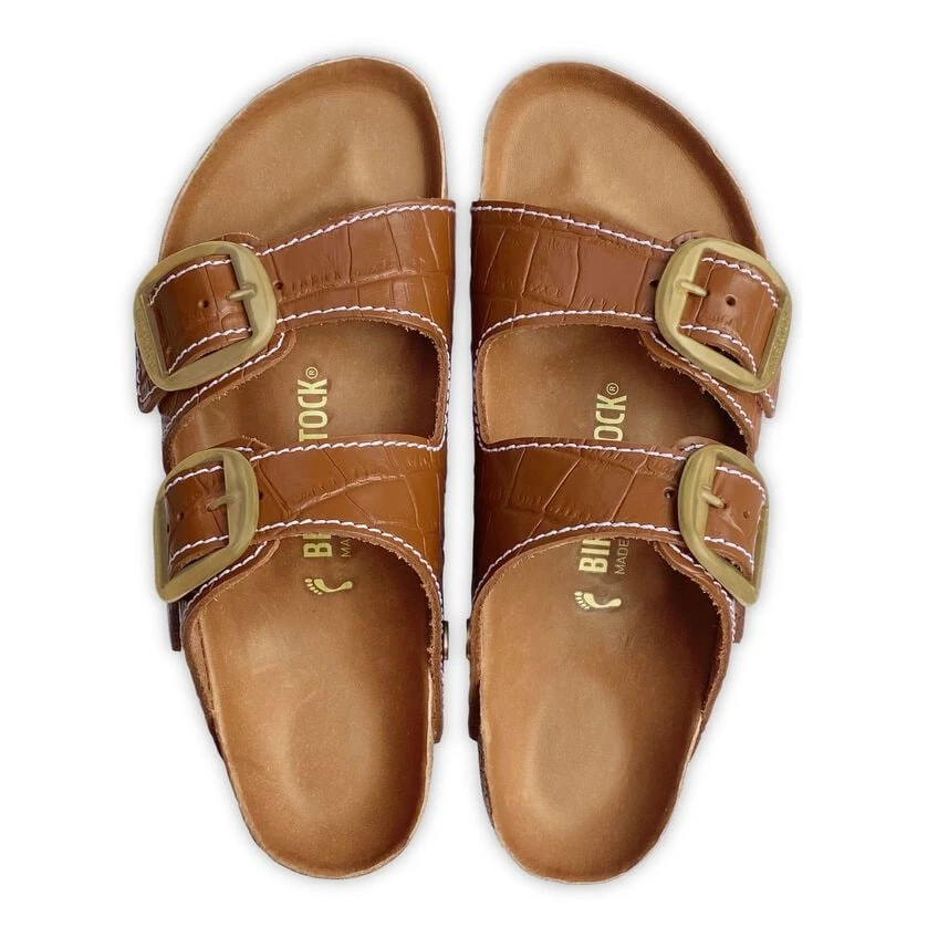 Birkenstock Arizona Big Buckle Embossed Natural Leather Cognac - Image 4